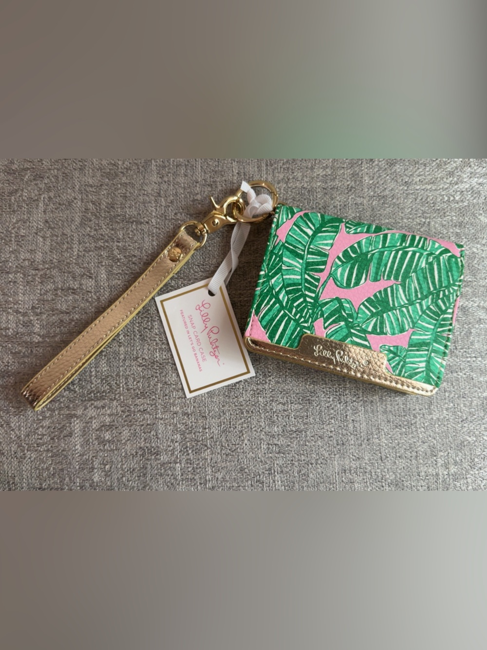 Lilly Pulitzer Golden Hour Pattern Palm Leaf Wristlet Card Case NWT